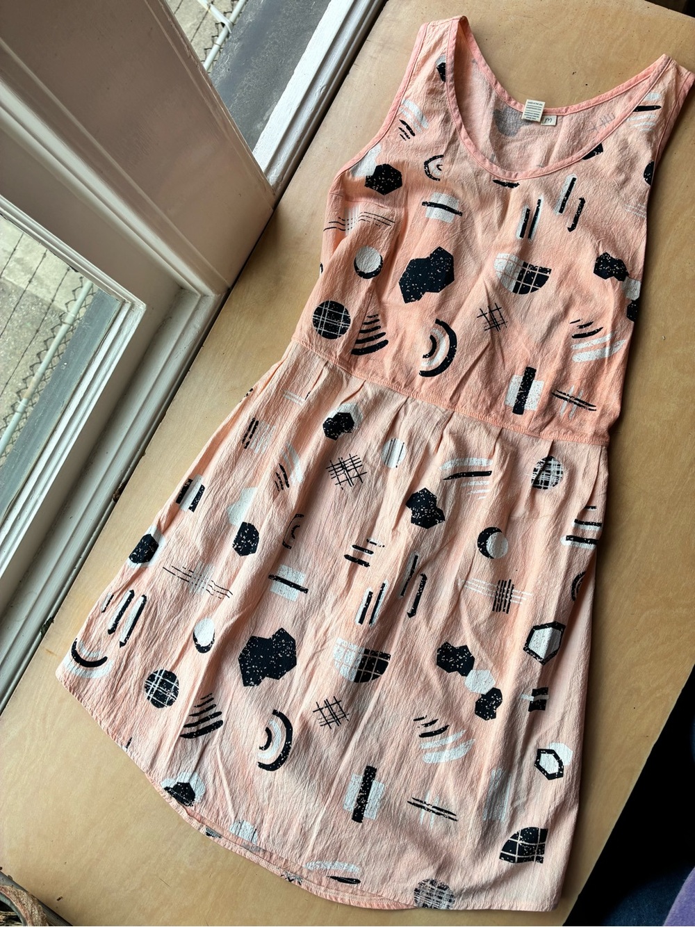 Make it Good adorable graphic print and peach dress made in Portland, OR